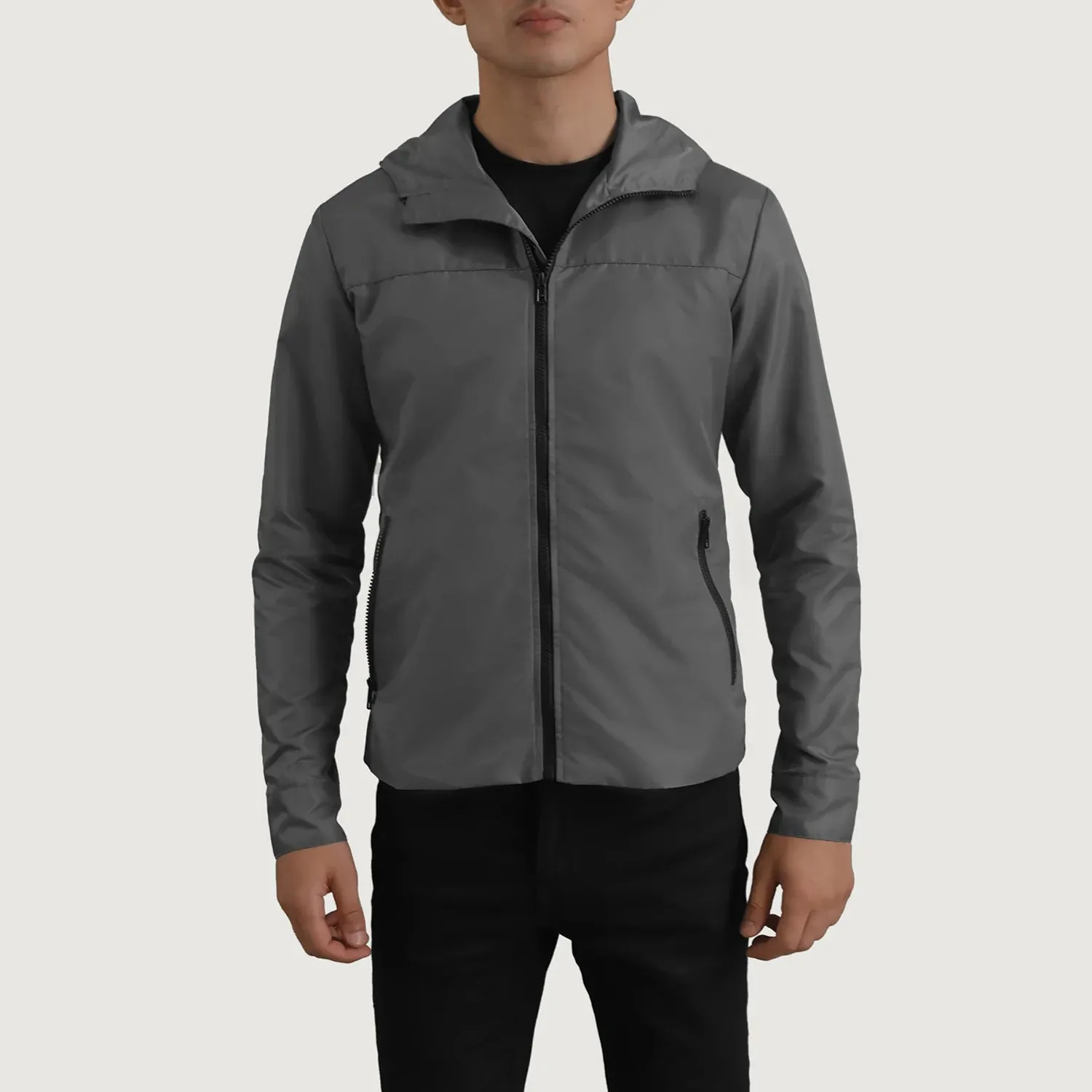 Wesley Grey Hooded Windbreaker Jacket