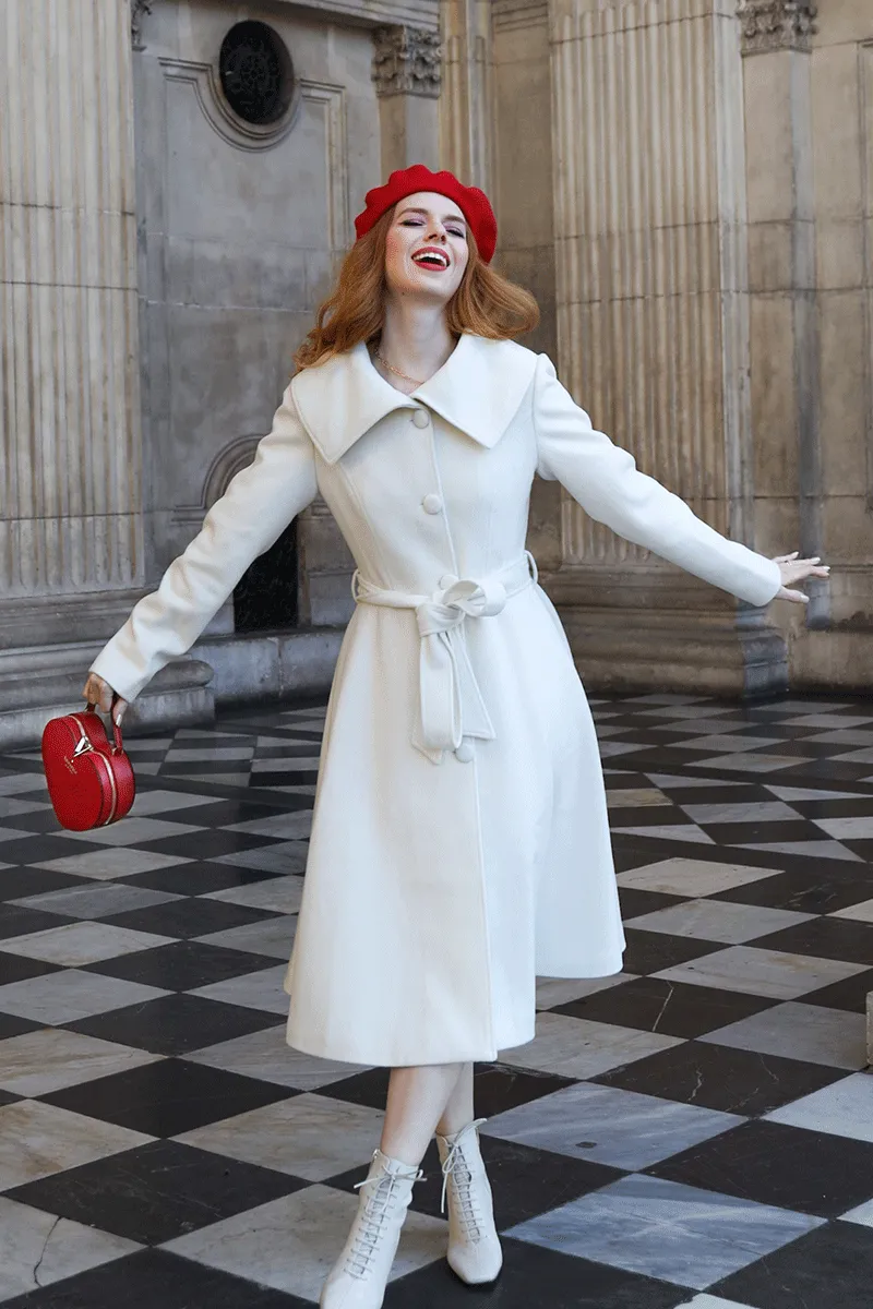 White Wedding Wool Coat Women 4734