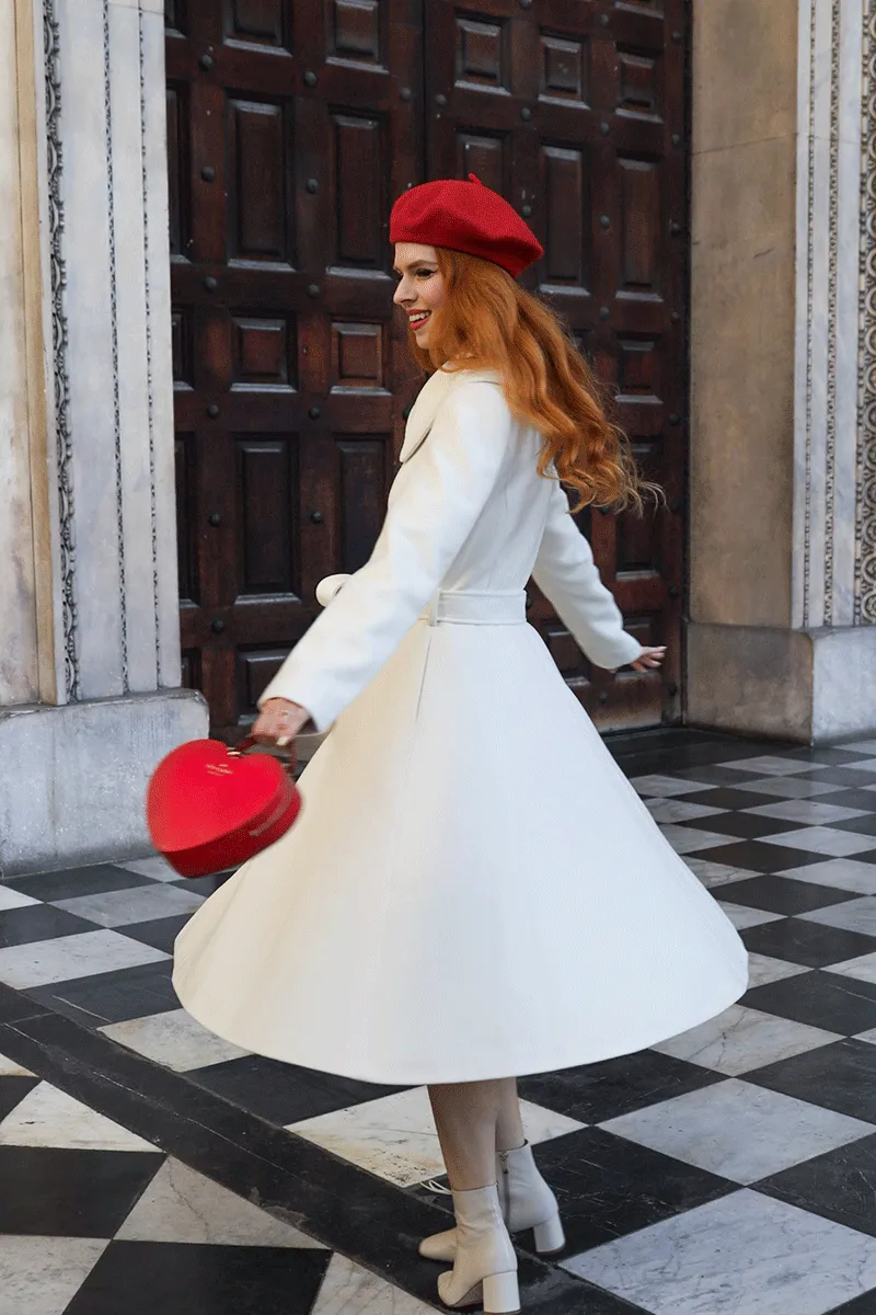 White Wedding Wool Coat Women 4734