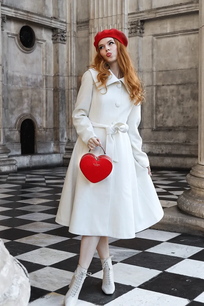 White Wedding Wool Coat Women 4734