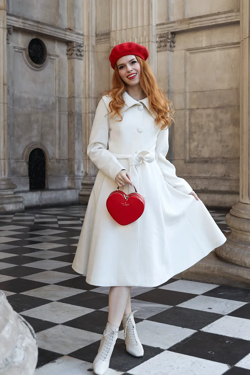 White Wedding Wool Coat Women 4734