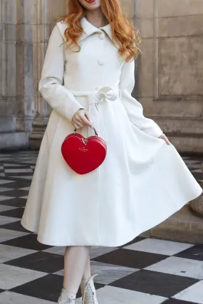 White Wedding Wool Coat Women 4734