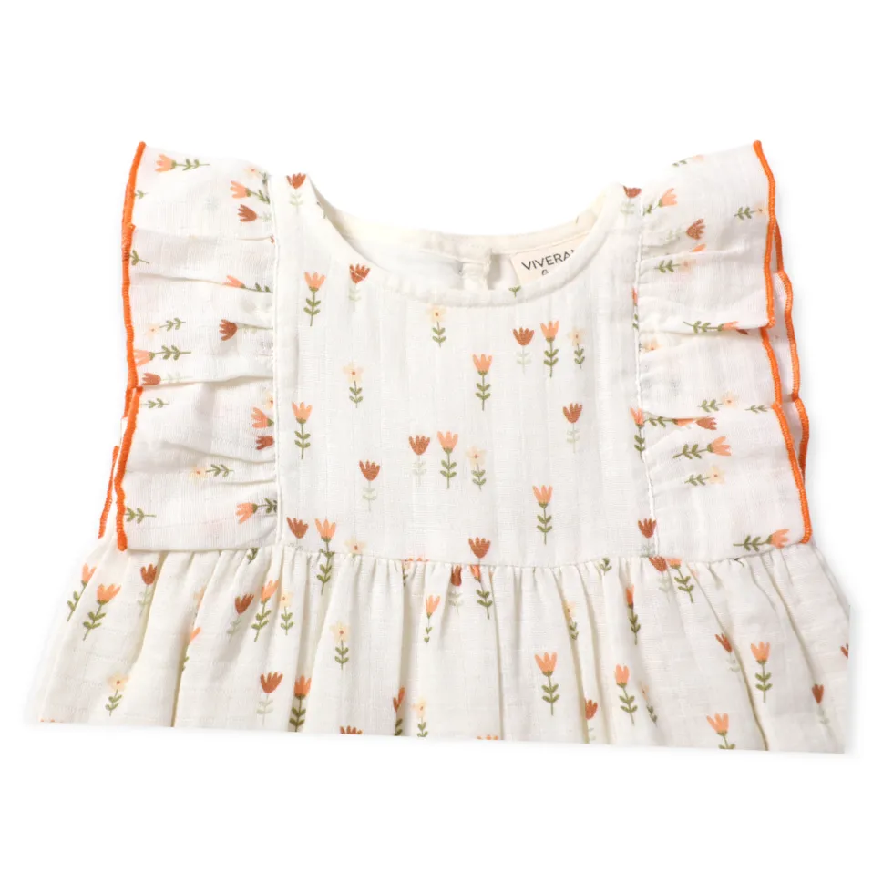 Wildflowers Ruffle Short Baby Romper (Organic Muslin)