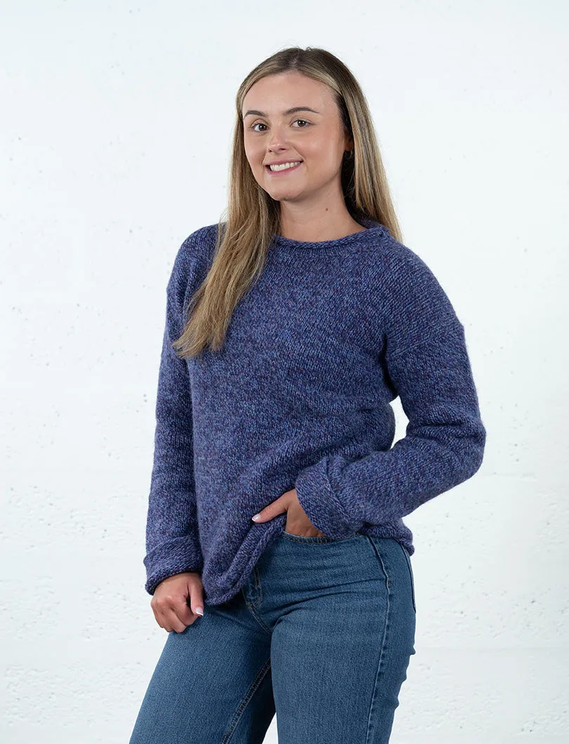 Womens Chunky cuffed jumper - Purple