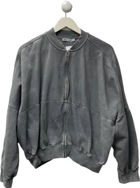 ZARA Grey Cotton Bomber Jacket UK S